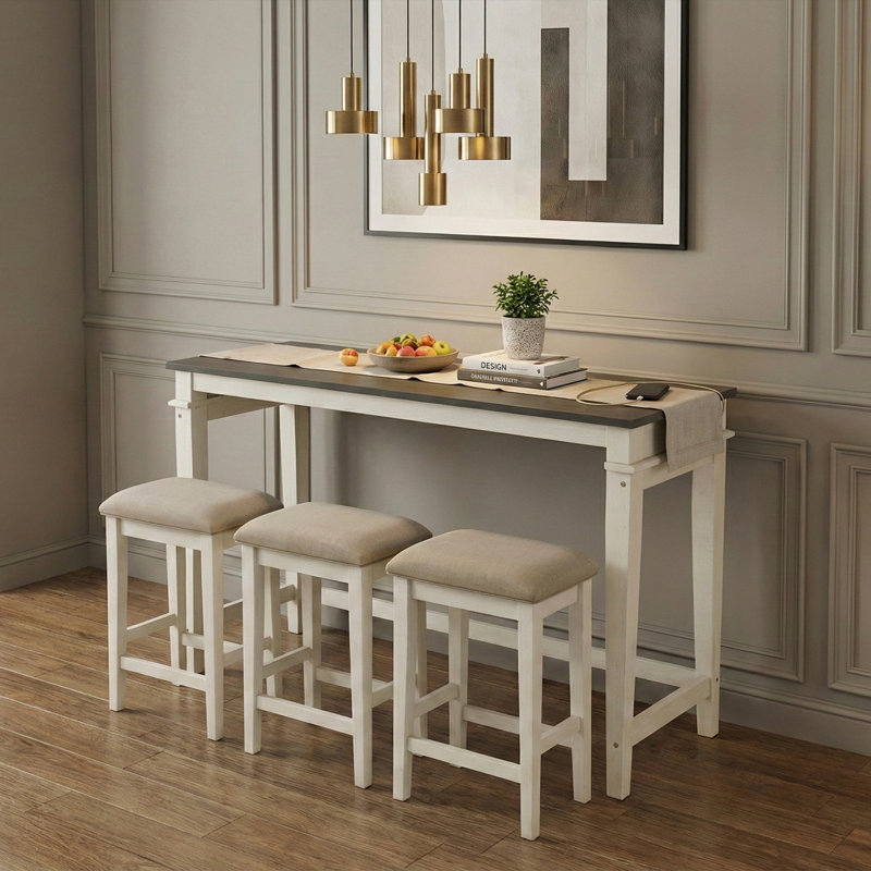 Ensemble de table de salle à manger à hauteur de comptoir moderne à deux tons 4pc