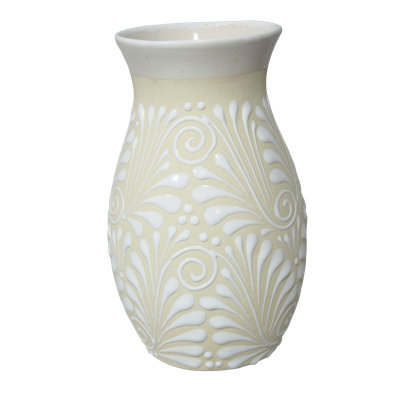 Desert Bloom Terracotta Clay Vase In Yellow/white