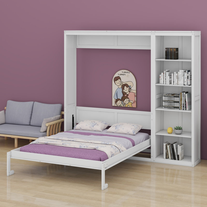Lit escamotable mural avec tablettes Murphy, Blanc