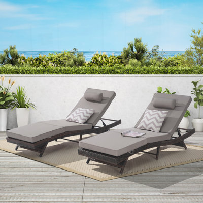 Colten Patio Rattan Chaise Lounges with Adjustable Reclining by Lark Manor
