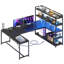 Bureau d'ordinateur 63 po réversible avec prise de courant DEL et tablettes de rangement-108993917