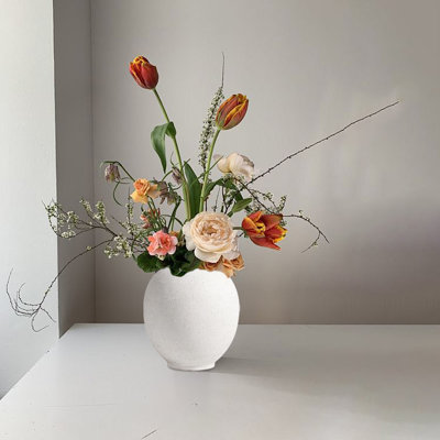 Vase en céramique blanche, vase de plancher rond pour la décoration intérieure
