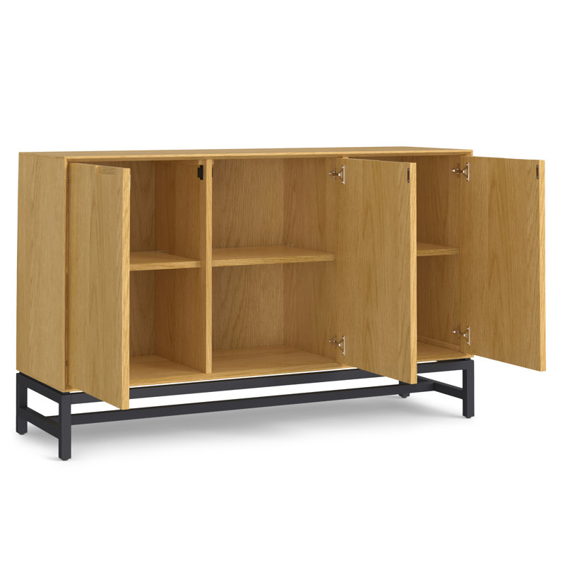 Natural Oak and Metal 58" Modern Industrial Sideboard Buffet
