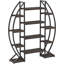 Étagère à livres rustique industrielle ovale de 55 pouces de largeur pour bureau et salon, solution de rangement durable et élégante