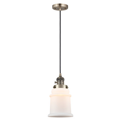 Franklin Restoration - Alvi - Mini-luminaire suspendu à cordon de 5 po - Interrupteur marche / arrêt - Ampoule DEL - Finition bronze huilé - Abat-jour blanc mat