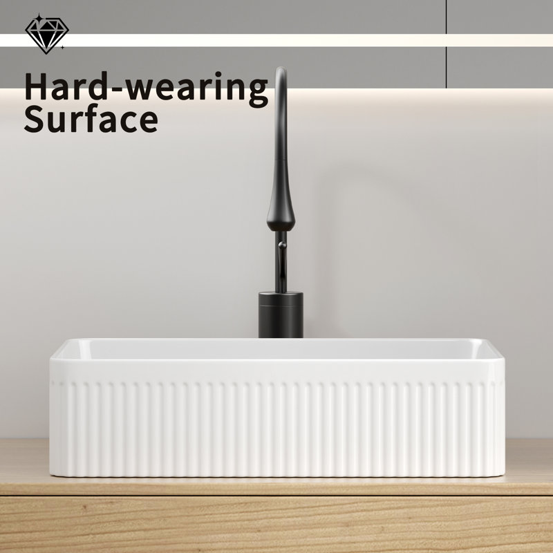 Lavabo vasque rectangulaire en céramique blanche pour salle de bain moderne | Idée de cadeau