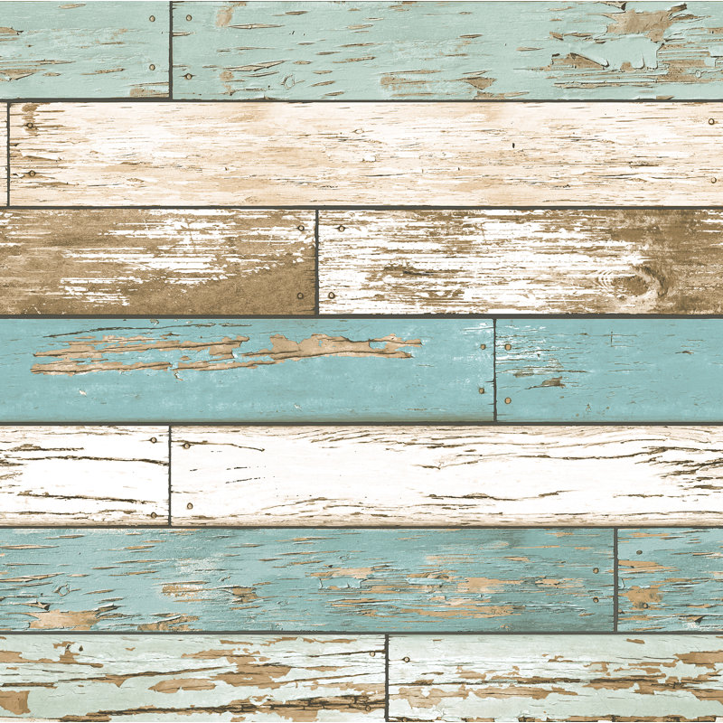 Papier peint en bois 18 pi x 20,5 po Dreher, Turquoise