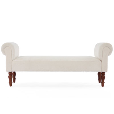 Monroe 59'' Wide Transitional Traditional Upholstered Bench With Rolled Arms