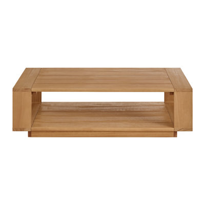 Shay 48" Outdoor Coffee Table In Oiled Eucalyptus