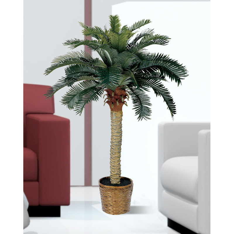 Faux Palm Tree in Wicker/Rattan Basket, 48" H