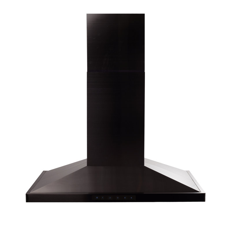36'' Black Stainless Steel Convertible Island Range Hood