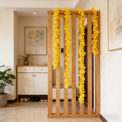  Fausse guirlande de fleurs, fleurs de vignes artificielles suspendues lilas vigne pour décor de fête de mariage sur fond de voûte de mur de table (jaune)
