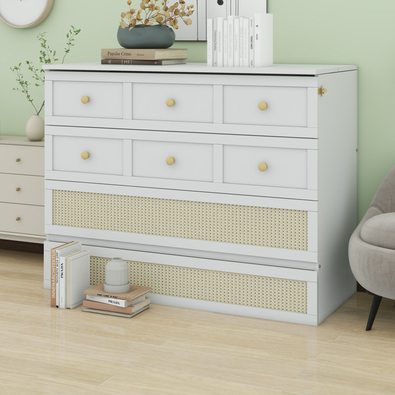 Murphy Bed with Large Drawers, Full, White