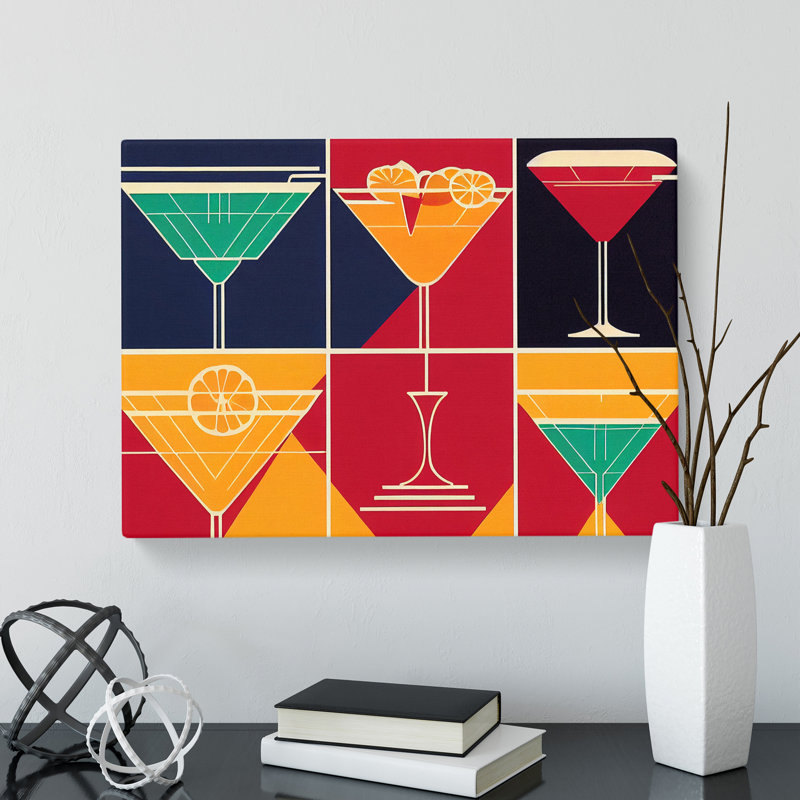 Retro Cocktail Art Vol.6 - Wrapped Canvas, 35cm H x 50cm W x 3cm D