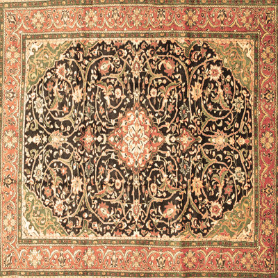 Tapis oriental brun / noir en laine et polyester tissé à la machine 5 pi x 5 pi Joenathan