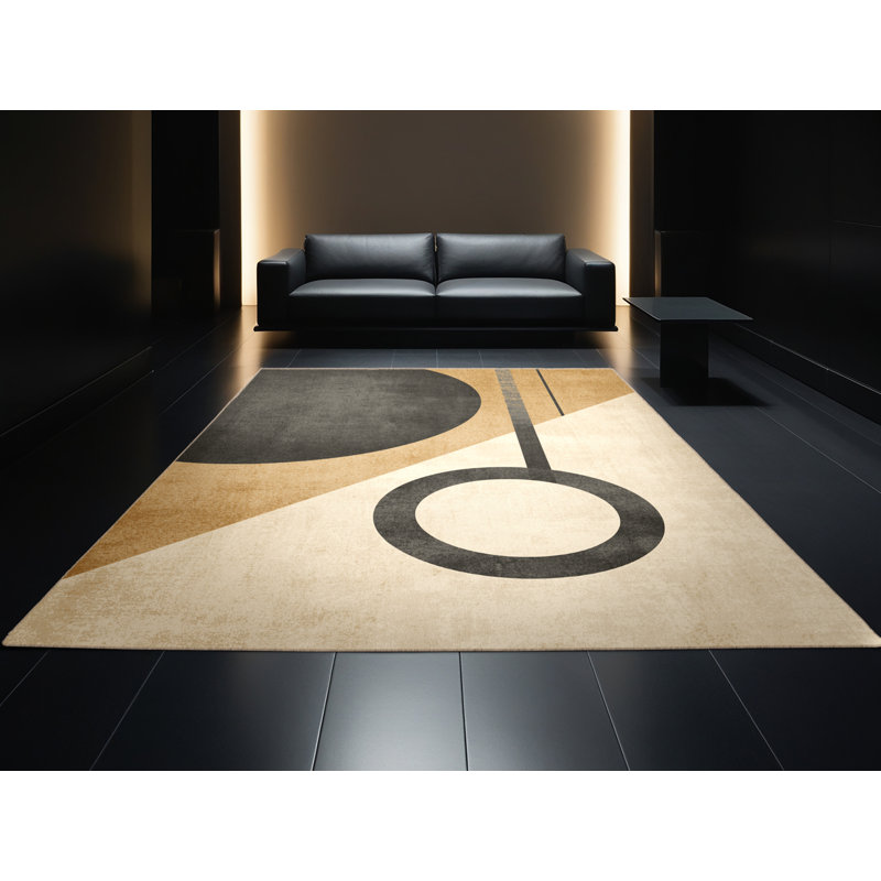 Machine Washable Paxton Gymnastics Rings Minimalist Rug in Beige – Beige Binding, 6x9