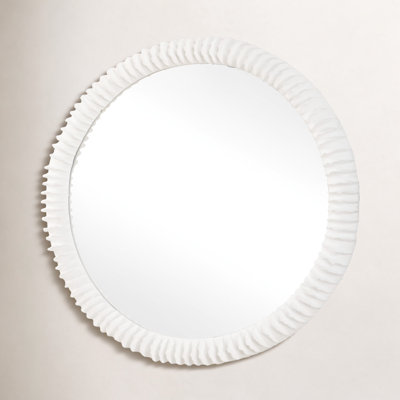  Akiko White Round Mirror