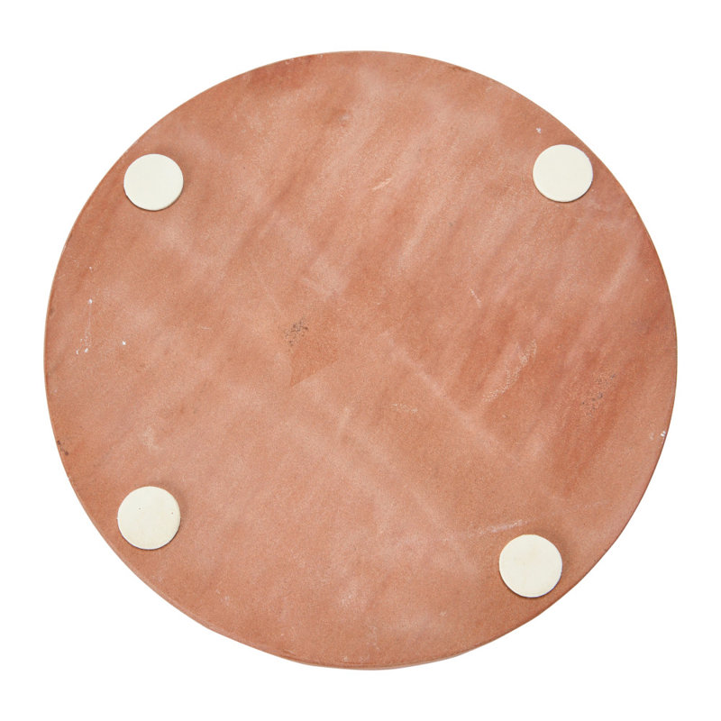 Modern Boho 10" Round Terracotta and Off-White Sandstone Trivet