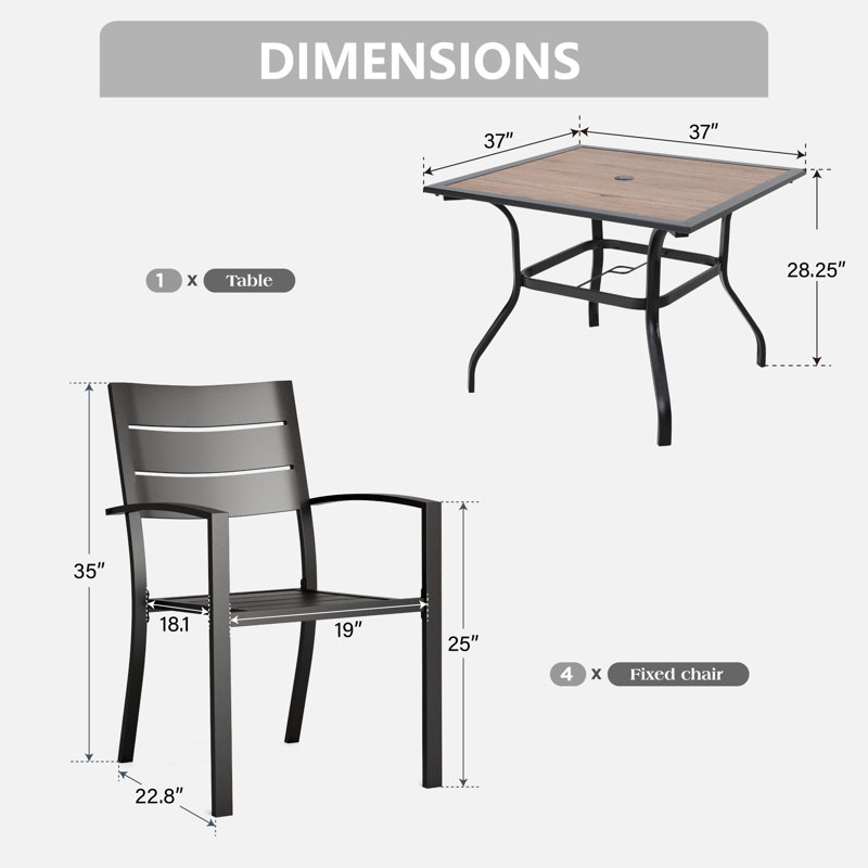 4 - Person Patio Dining Set with Square Table