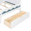 Lit superposé simple au-dessus de simple avec toit en forme de maison et escalier de rangement, cadre de lit en bois avec 2 tiroirs sous le lit, tablettes, DEL, blanc