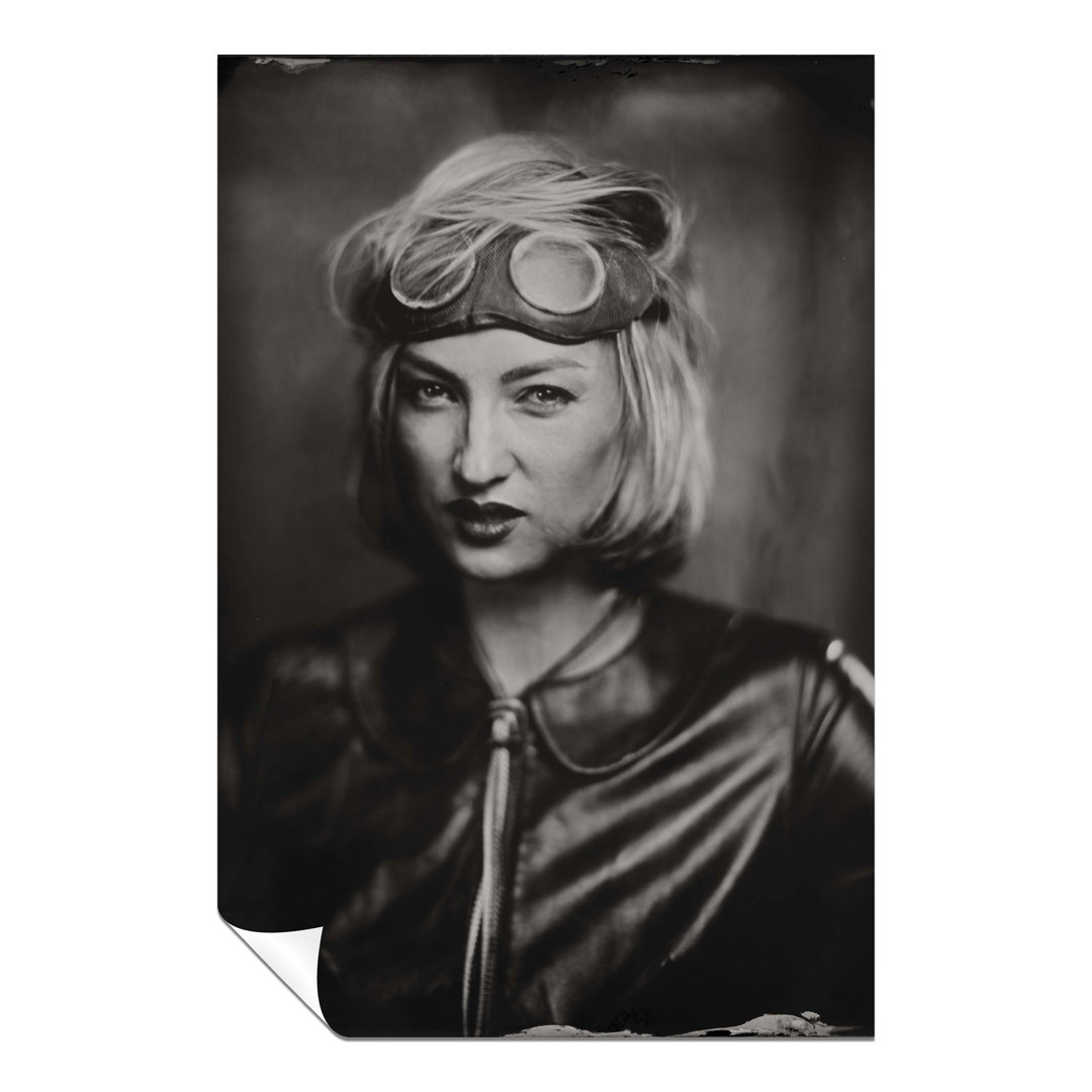 Panther Print Fine Art Prints Black & White Female Pilot Portrait Artistic Unframed Poster, Pictures For Home Walls, Bedroom, Living Room & Bathroom D