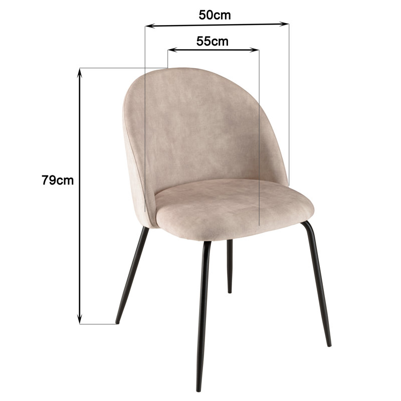 Luanna 47cm H Velvet Upholstered Side Chair, Beige