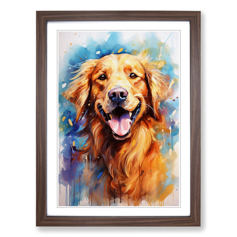 Golden Retriever Gestural - Framed Print