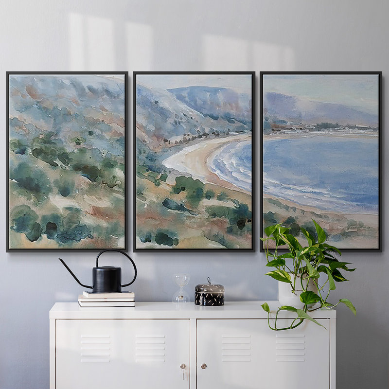 3 pièces Coastal Mist II, Cadre noir, H 40 po x l 78 po