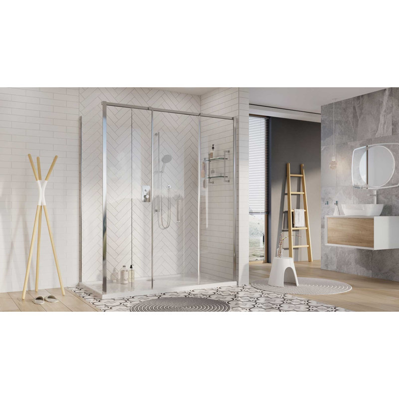 Seren 2000mm H Semi-Frameless Fixed Glass Panel with Glass, 800mm W