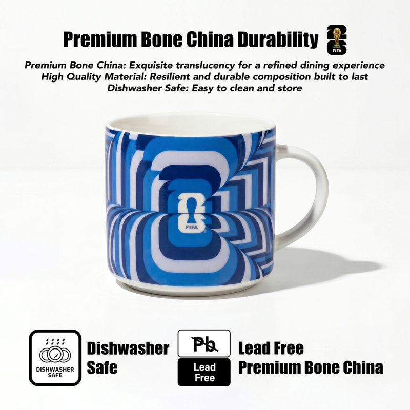 Tasse de trophée de la Fifa bleu 21,9 oz / 650 ml glaçure couleur New Bone China
