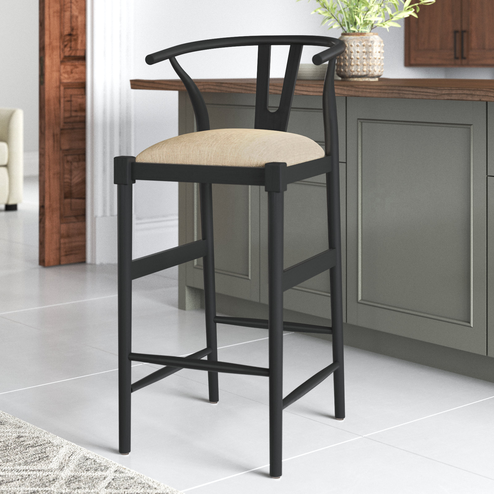 Parina Counter & Bar Stool, Bar Stool (31.25” Seat Height), Black/Gray