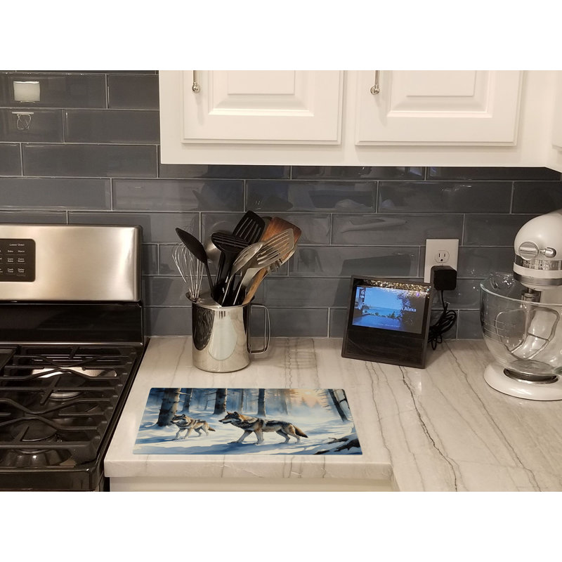 Winter Wolves Glass Cutting Board