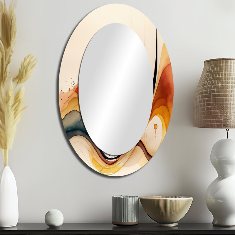 Miroir mural ovale brûlé orange, 36 po x 24 po