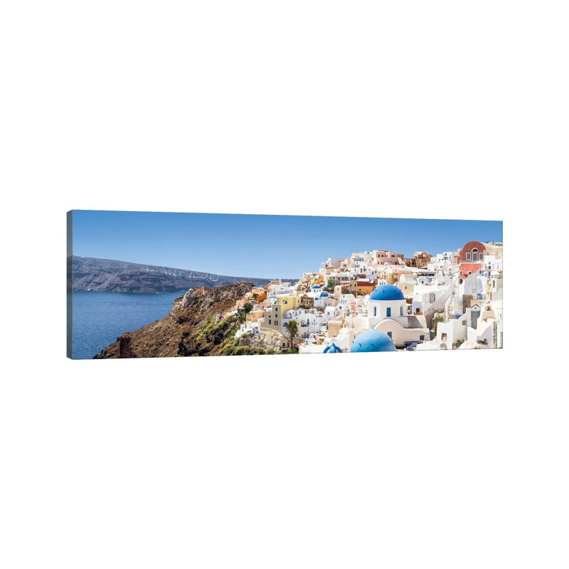 View Of Oia And The Caldera, Santorini, Greece by Jan Becke - Wrapped Canvas Panoramic Print
