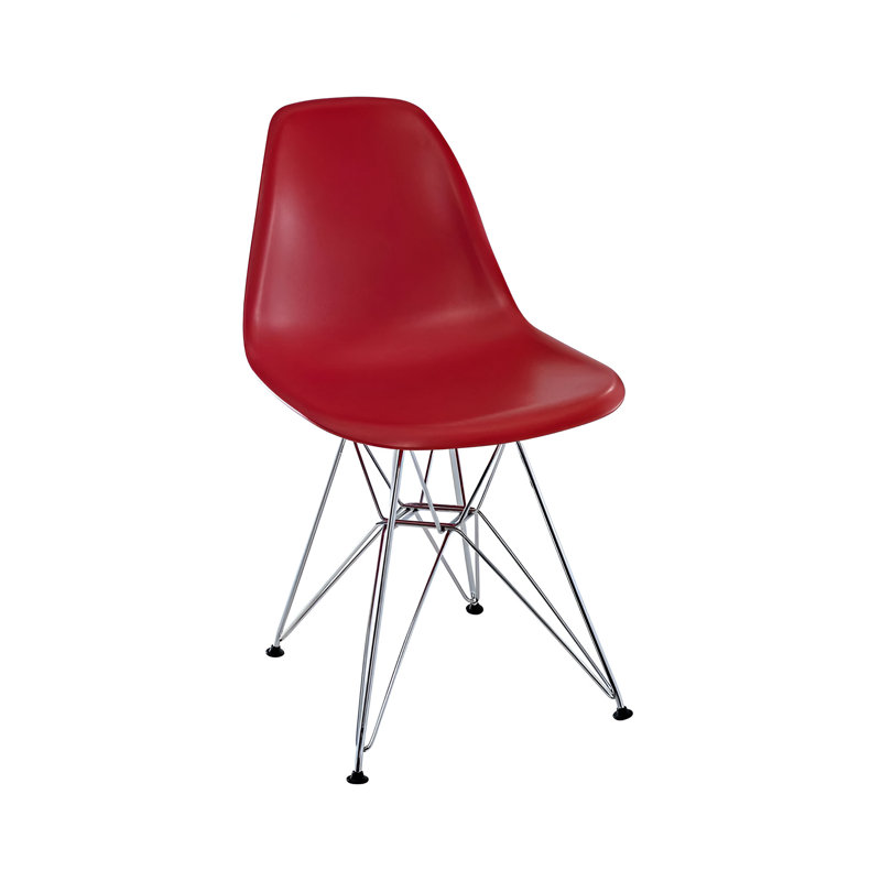 Chaise Eiffel avec base chromée, Rouge, 4