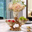 2 Tier Fruit Bowl for Kitchen Counter, White Gold Ceramic Fruit Stand with Vase for Countertop, Home Fruit Rack with Holder, Vegetable Bowl Snacks Nuts Bread Candy Storage