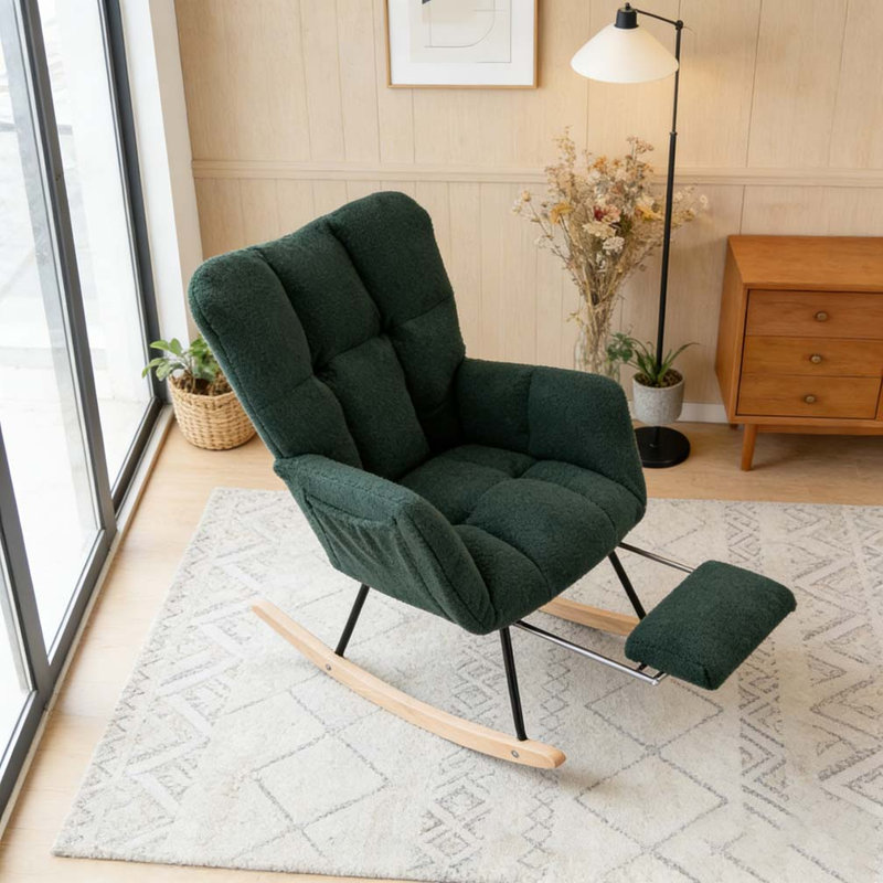 Chaise berçante Teddy, Green-Footstool