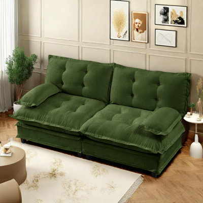 77" Loveseat, Modern Sectional Couch with Chenille Fabric and Lattice Cushions for Living Room