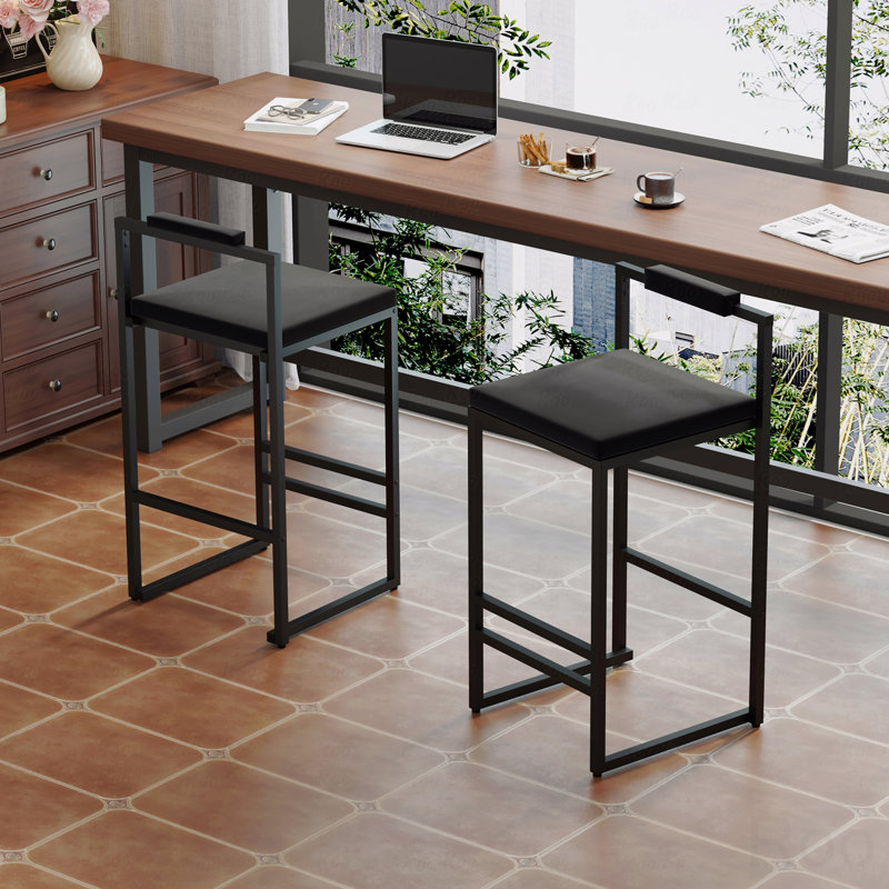 Ensemble de 2 chaises de salle à manger à hauteur de comptoir, tabourets de bar rembourrés en velours moderne avec repose-pieds et dossier