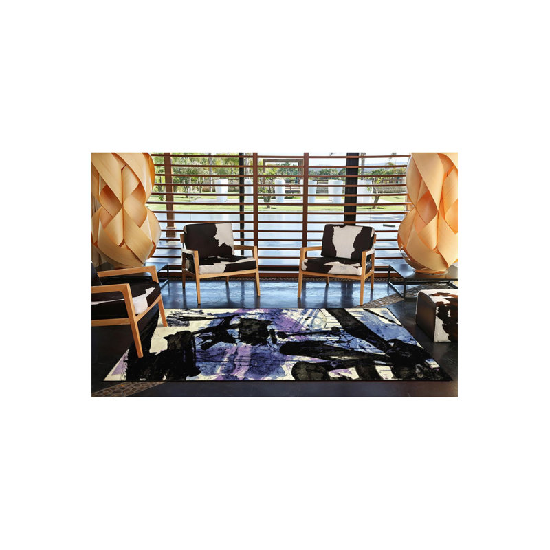 Tapis décoratif moderne à motif mauve lavable, Tapis de couloir 2 pi 6 po x 9 pi 10 po inclus