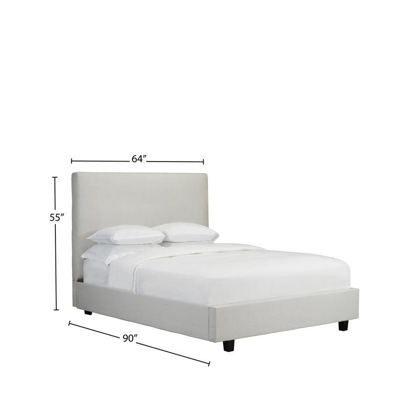 Lit plateforme avec rangement rembourré Harworth, Grand, Blanc cassé