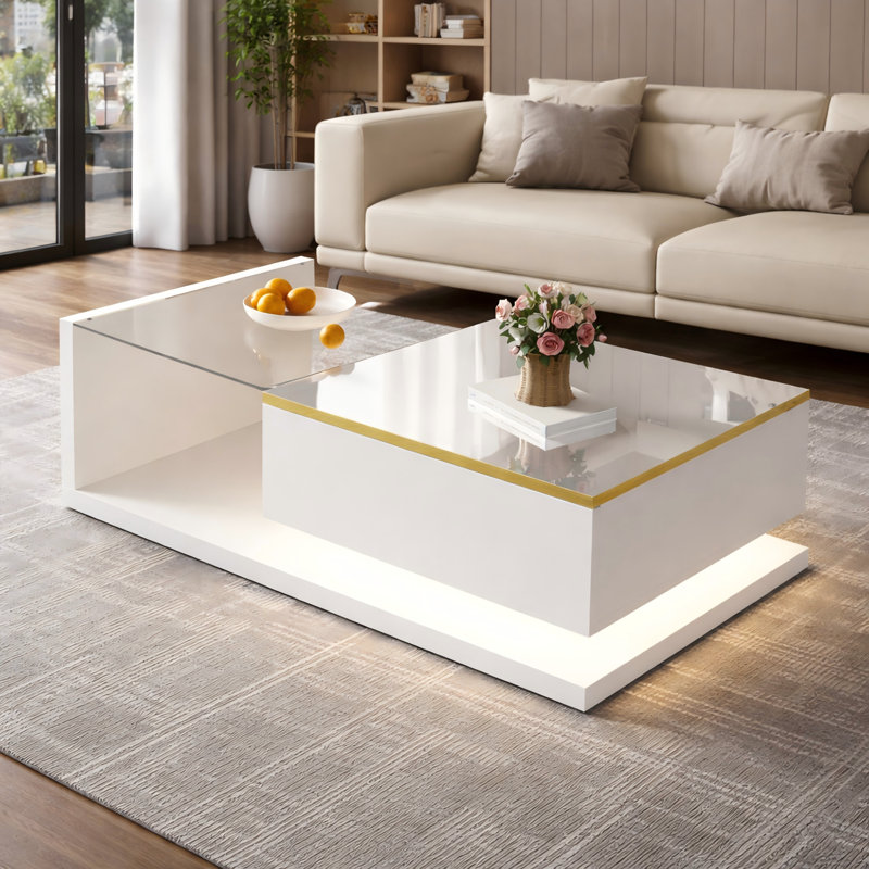 Coffee Table with Storage, White