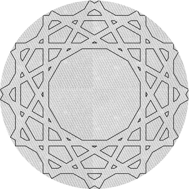 Tapis noir/blanc cassé tissé à la machine, Rond 5 pi