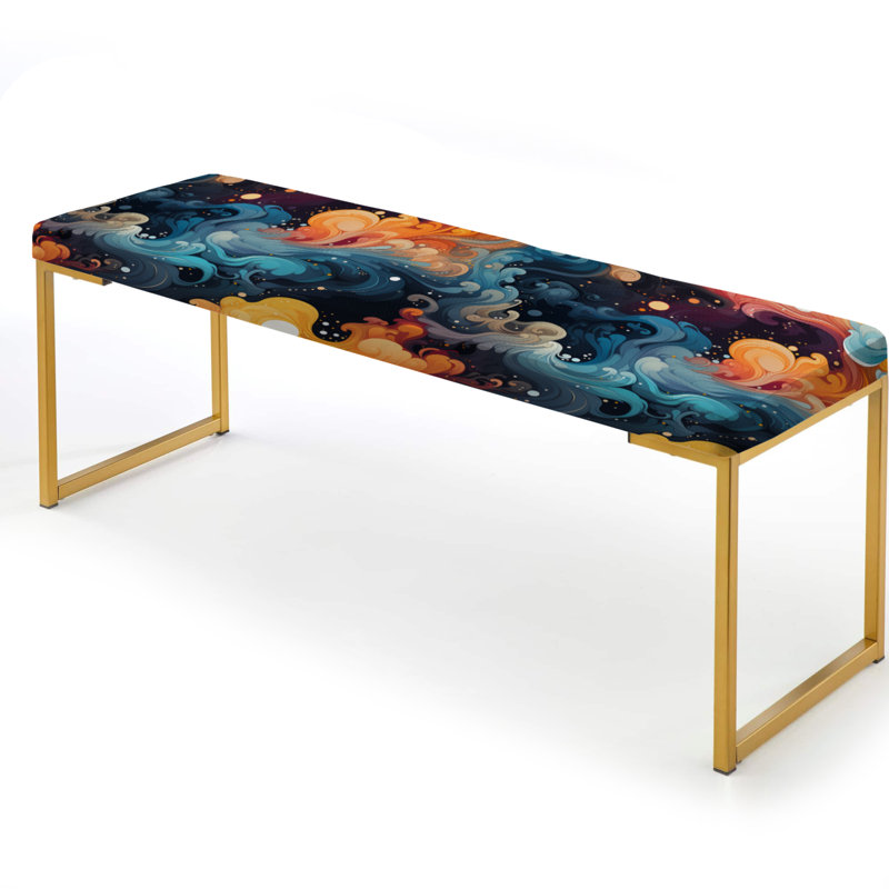 Celestial Concealment Ripple - Banc tapissier abstrait doré