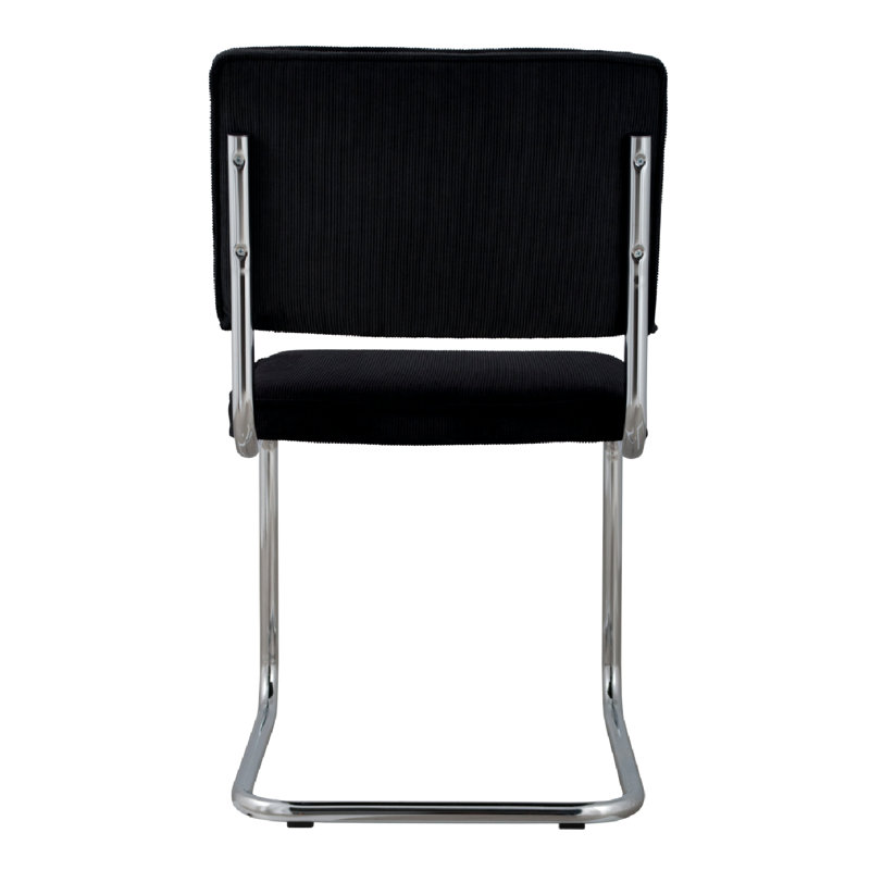 Chaise en porte-à-faux rembourrée en tissu, Noir