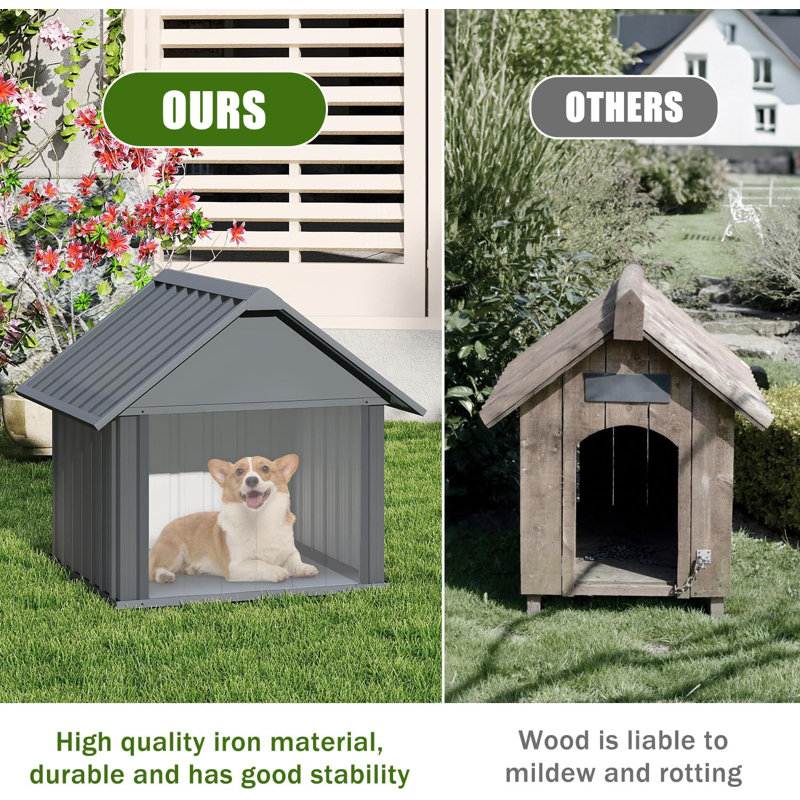 Niche pour chien 36 po avec rideau résistant aux intempéries - Abri durable pour chiens de taille moyenne à grande