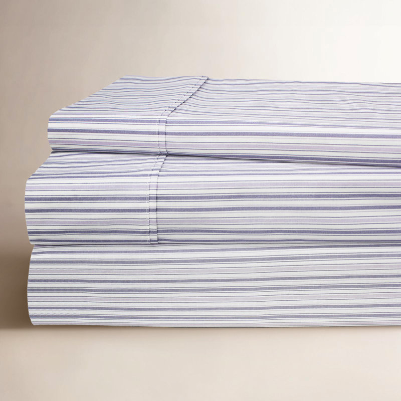 Ensemble de draps en percale 100% coton 200 fils Beford Lane, Ensemble de draps pour lit double + un drap-housse, Mauve