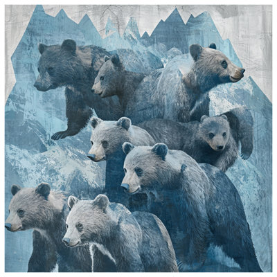 Bears In Mountain Landscape Bath Mat