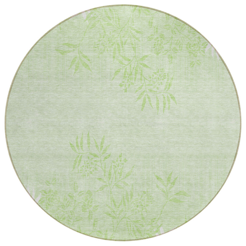 Azaniah Washable Floral Indoor / Outdoor Rug, Round 8'