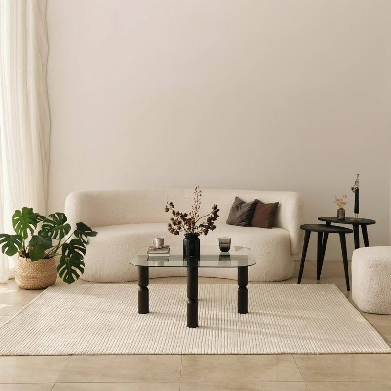 Coffee table Dpervers, Low coffee table, 80x80h40 cm, Anthracite and Transparent